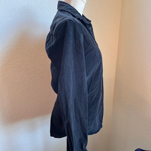 ASOS Black corduroy shirt jacket button down long sleeve Womens XS shacket - Picture 3 of 8